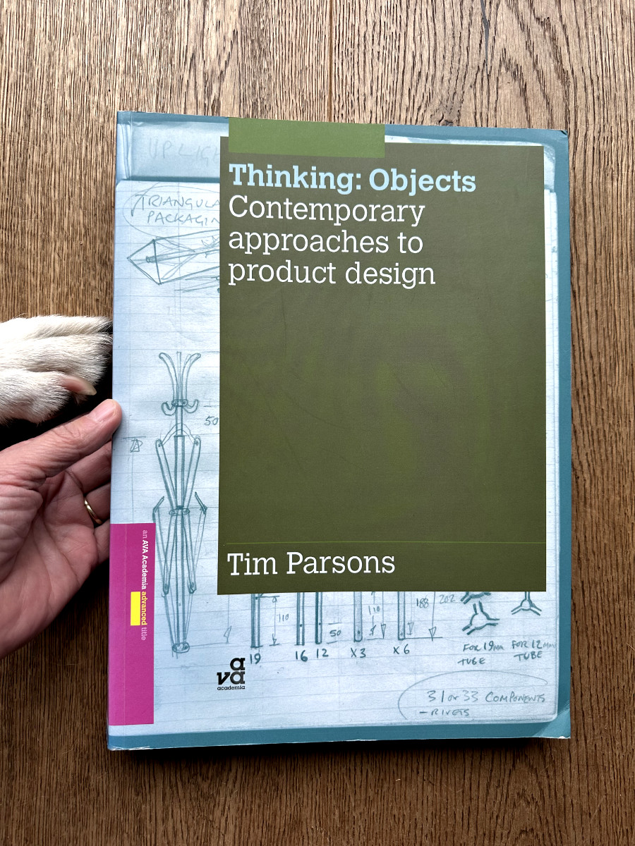 Thinking Objects by Tim Parsons A photograph of the book Thinking: Objects: Contemporary Approaches to Product Design by Tim Parsons, featuring Digital Remains by Michele Gauler